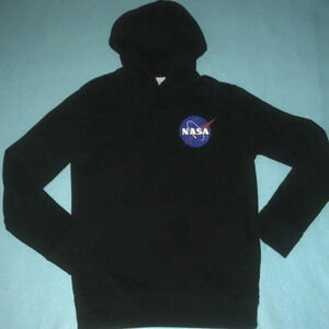 H&M + LOGG NASA hoodie black pouch pocket size S